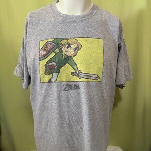 The Legend of Zelda Men's Gray T Shirt Size XL Cotton Polyester Link Ganon Princ